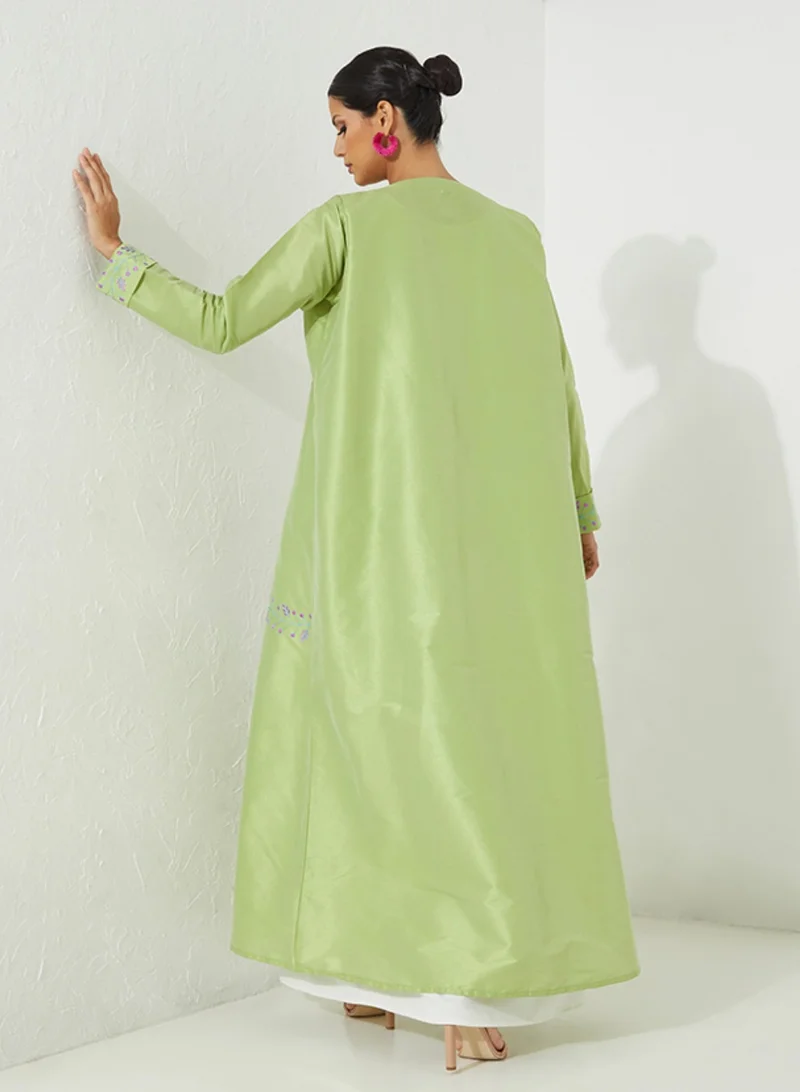Rosette Abaya Stylish Green Abaya with embroidery design