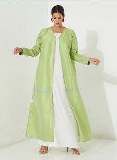 Rosette Abaya Stylish Green Abaya with embroidery design  - Image 2