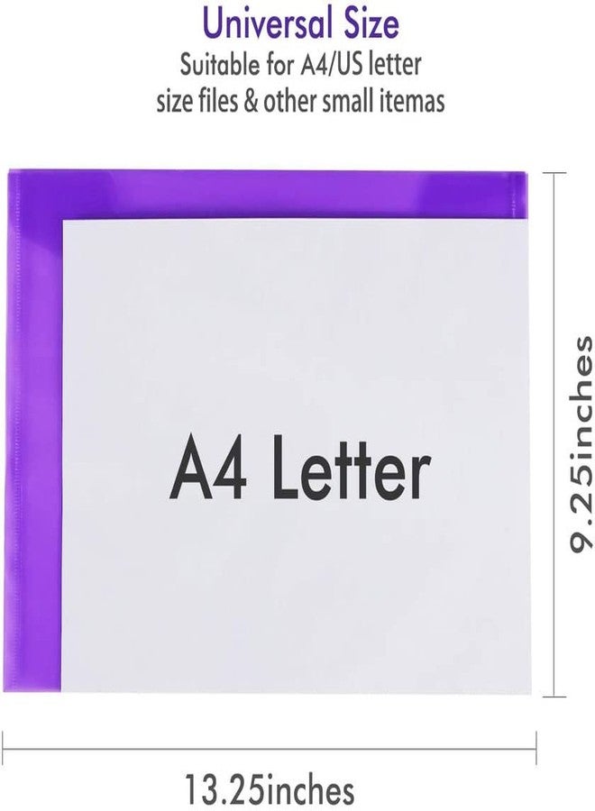 CAMPIO A4, FS Size Envelope Document Certificates File Folder Bag Multicolor Holder Storage Case Snap Button Clear Plastic Container for Papers Stationery (Pack of 40) - Image 5