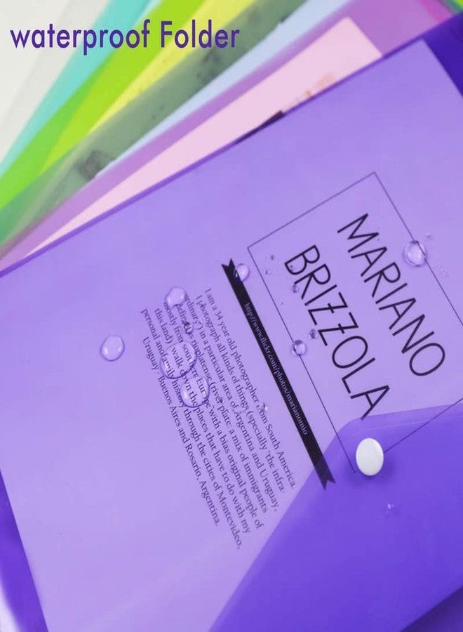 CAMPIO A4, FS Size Envelope Document Certificates File Folder Bag Multicolor Holder Storage Case Snap Button Clear Plastic Container for Papers Stationery (Pack of 40) - Image 2