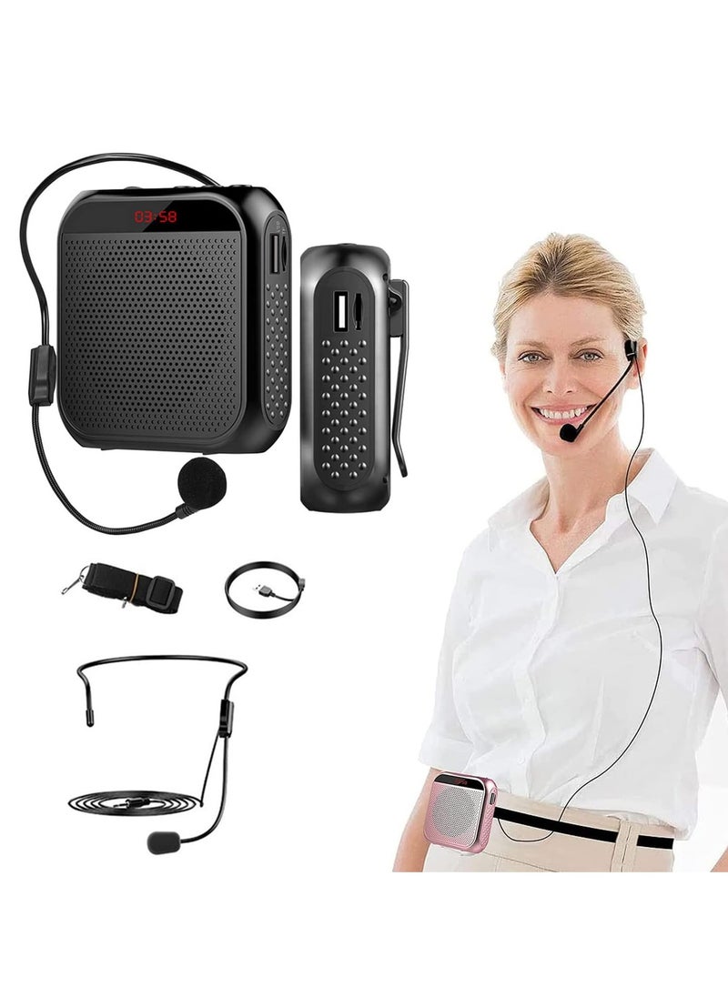 Arabest Portable Rechargeable PA System Speaker with Wired Microphone Headset - Voice Amplifier for Teachers, Tour Guides, Yoga & Fitness Coaching (Black)  - Image 1