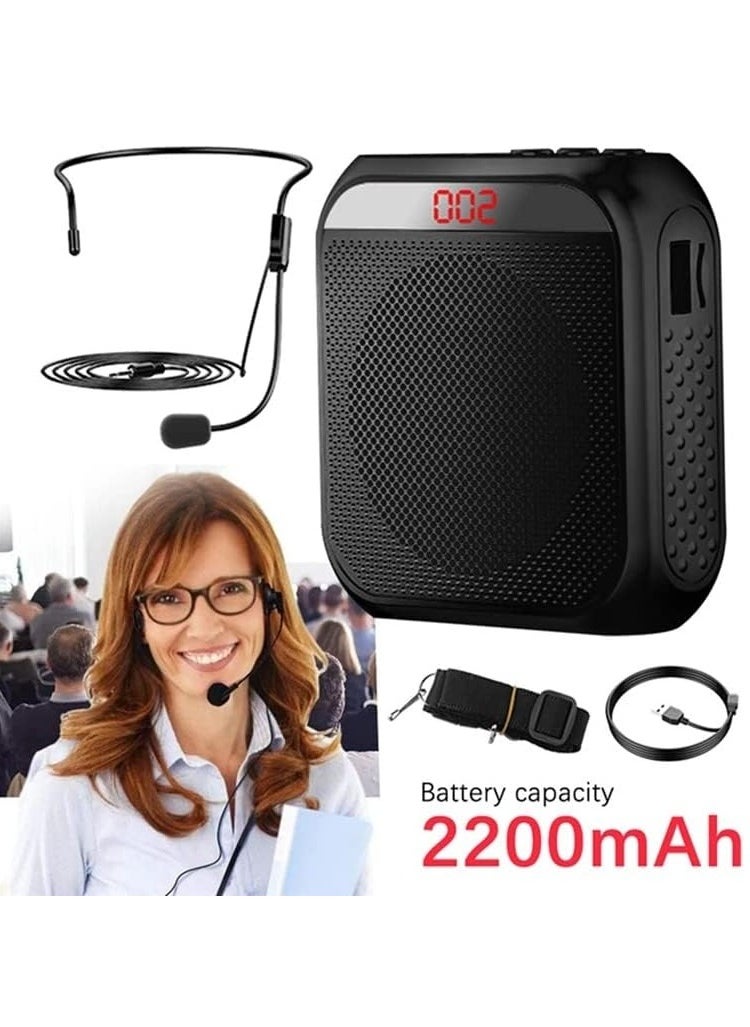 Arabest Portable Rechargeable PA System Speaker with Wired Microphone Headset - Voice Amplifier for Teachers, Tour Guides, Yoga & Fitness Coaching (Black)  - Image 2
