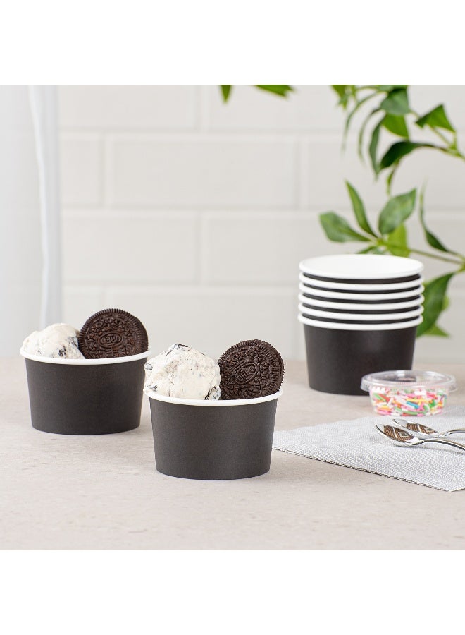 Restaurantware Coppetta 5-Ounce Dessert Cups, 200 Disposable Ice Cream Cups - Lids Sold Separately, Sturdy, Black Paper Frozen Yogurt Bowls, For Hot And Cold Foods, Perfect For Gelato Or Mousse - Image 4