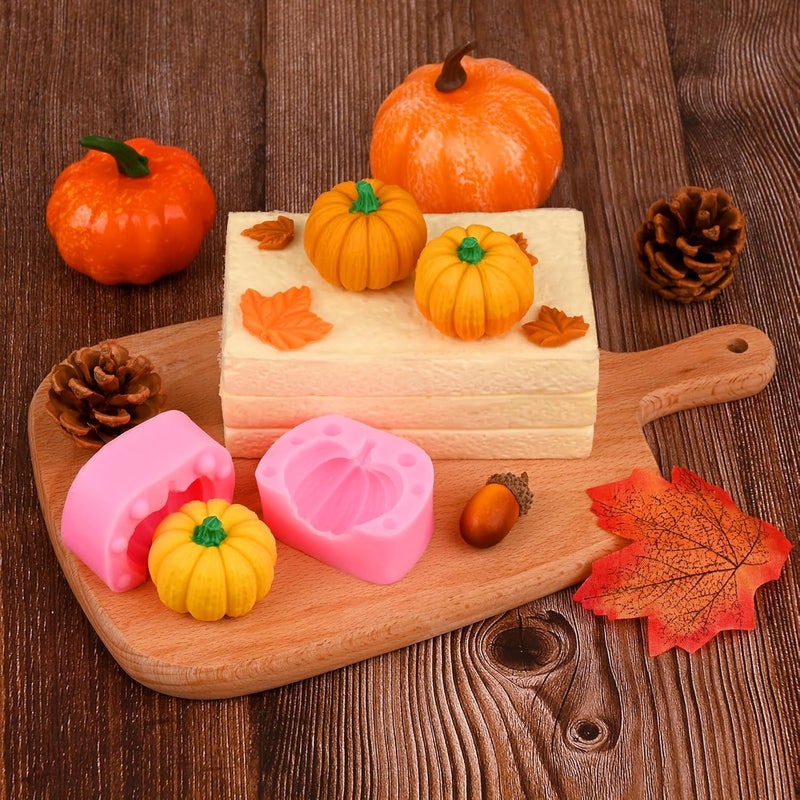 Actvty 3D Pumpkin Silicone Molds, 6 Pcs Half a Pumpkin Chocolate Candy Fondant Mold for Halloween Thanksgiving Fall Baking, Cake Decoration, Soap Candle Clay Resin Casting - Image 5