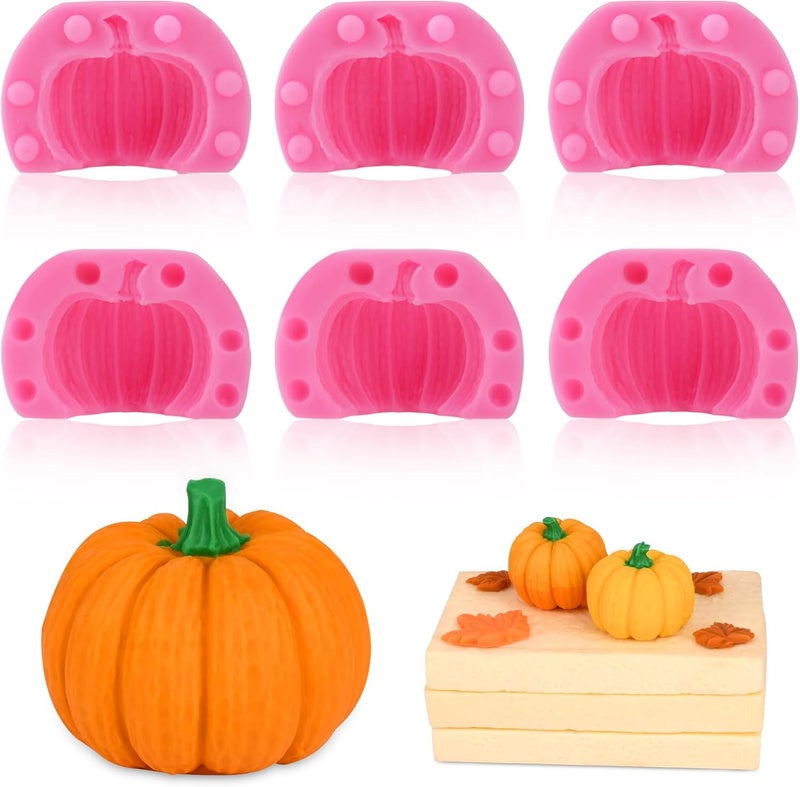 Actvty 3D Pumpkin Silicone Molds, 6 Pcs Half a Pumpkin Chocolate Candy Fondant Mold for Halloween Thanksgiving Fall Baking, Cake Decoration, Soap Candle Clay Resin Casting - Image 1