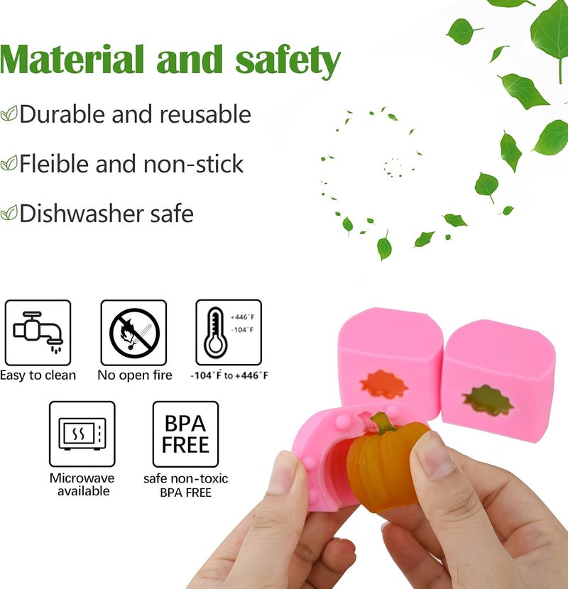 Actvty 3D Pumpkin Silicone Molds, 6 Pcs Half a Pumpkin Chocolate Candy Fondant Mold for Halloween Thanksgiving Fall Baking, Cake Decoration, Soap Candle Clay Resin Casting - Image 3