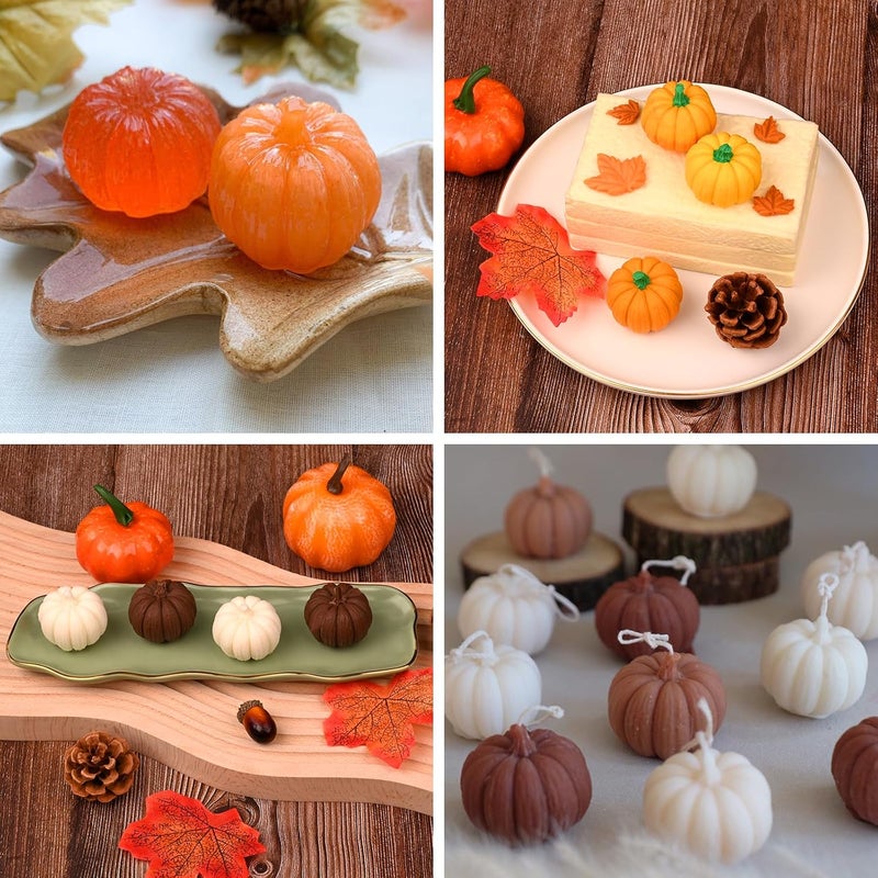 Actvty 3D Pumpkin Silicone Molds, 6 Pcs Half a Pumpkin Chocolate Candy Fondant Mold for Halloween Thanksgiving Fall Baking, Cake Decoration, Soap Candle Clay Resin Casting - Image 4