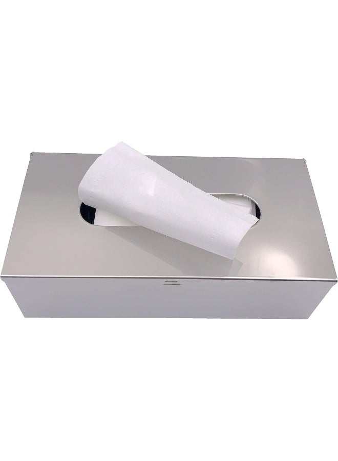 M2cbridge Metal Facial Tissue Box Cover Holder Lay On Wall Mounted Mirror Polishing 188 Stainless Steel Rectangle - Image 2