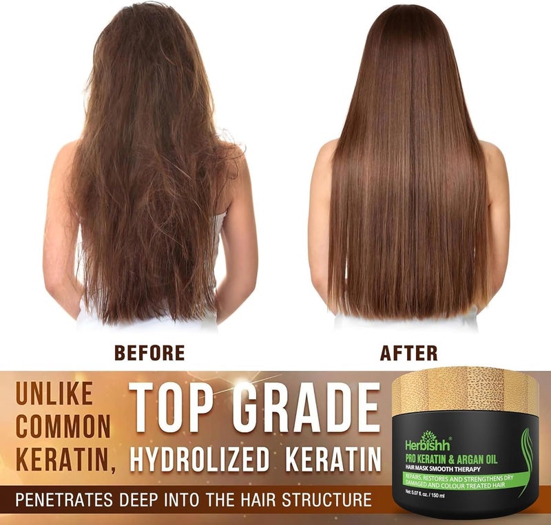 Herbishh Combo Pack - 2Pcs Light Brown Hair Color Shampoo 500 ml + 1Pc Argan Intense Hair Mask 150 ml - Image 2