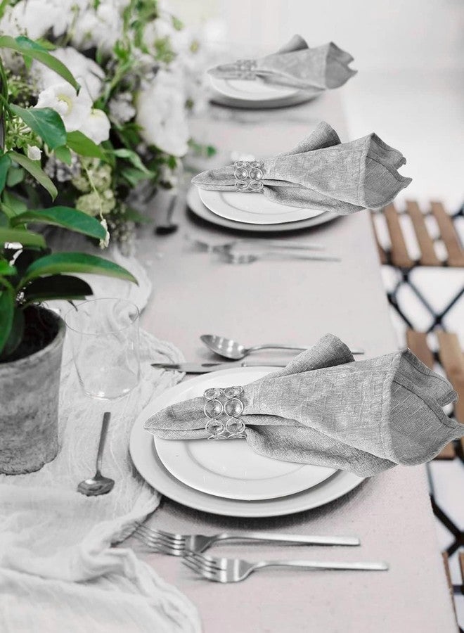 Feyarl Set of 4pcs Silver Crystal Napkin Rings Handcraft Sparkly Napkin Rings Napkin Holders for Wedding Centerpieces Special Occasions Celebration Festival Decoration Easter - Image 3