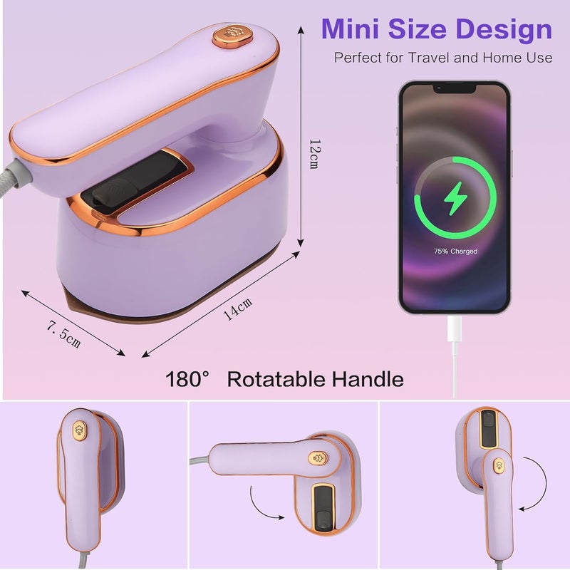 LMTNNB Travel Steam Iron for Clothes, Portable Mini Handheld Light Steamer, 180° Rotation, Ironing Iron-2 in 1, Dormitory Essentials, Garment Hand Multi-Directional Applicable Steamer - Image 4