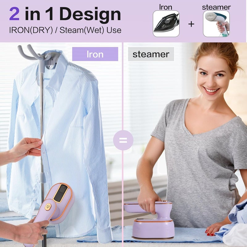 LMTNNB Travel Steam Iron for Clothes, Portable Mini Handheld Light Steamer, 180° Rotation, Ironing Iron-2 in 1, Dormitory Essentials, Garment Hand Multi-Directional Applicable Steamer - Image 3