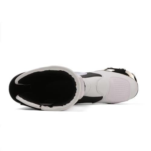 Zeozoom Motorcycle Riding Boots Motorcycle Leather Boots for Women and Men Protection Anti Slip Racing Sports (White, Adult, Men, 11, Numeric, US Footwear Size System, Medium) - Image 5