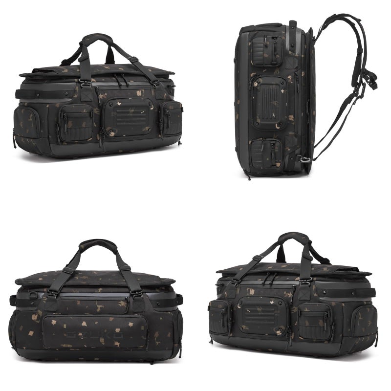 OZUKO Waterproof Travel Duffel Backpack for Gym Weekender and Travel Use with 2 in 1 Design 52L Large Capacity, Camo, 9904 - Image 4
