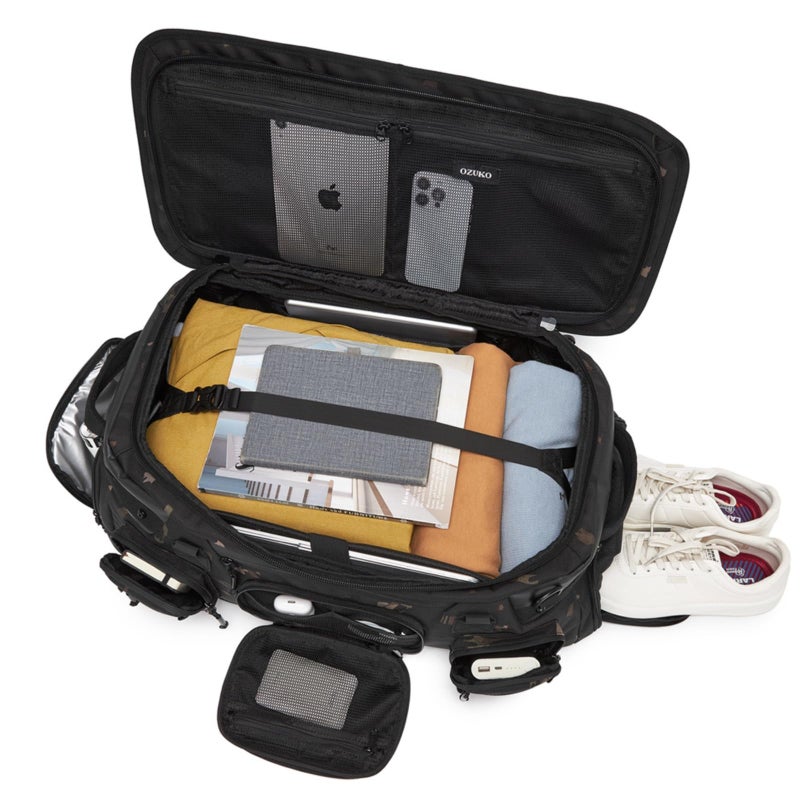 OZUKO Waterproof Travel Duffel Backpack for Gym Weekender and Travel Use with 2 in 1 Design 52L Large Capacity, Camo, 9904 - Image 5