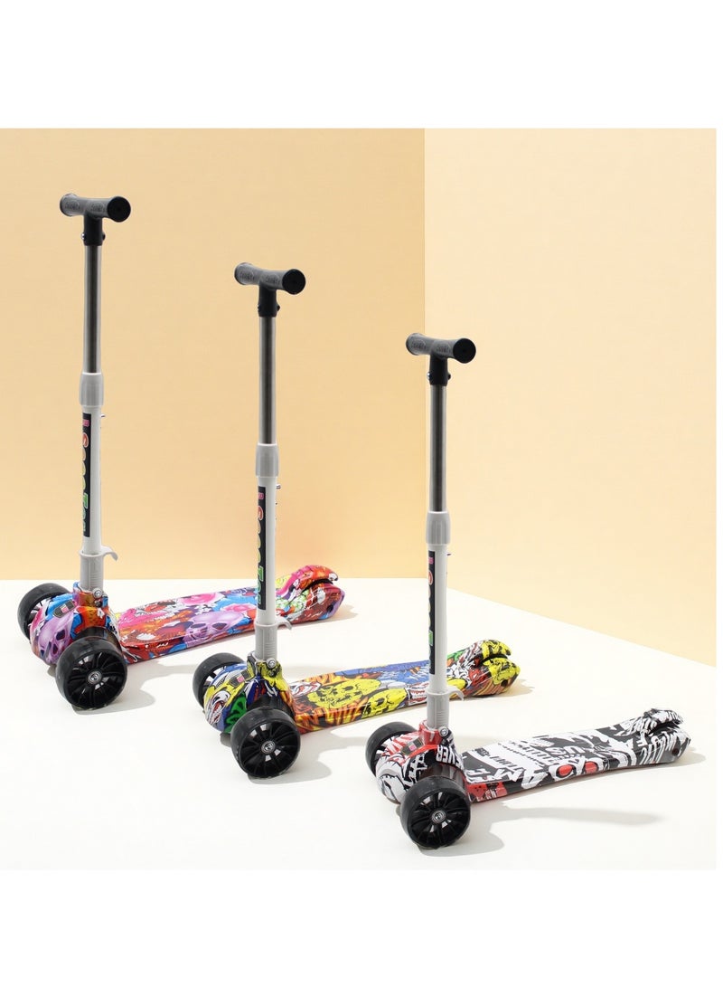 إيزي فيتشور سكوتر أطفال قابل للطي مثالي للأطفال من عمر 3 إلى 8 سنوات من إيزي فيوتشر، مزود بمقبض قابل لتعديل الارتفاع، وعجلات من البولي يوريثان بإضاءة LED، وفرامل خلفية، وموسيقى. - Image 5