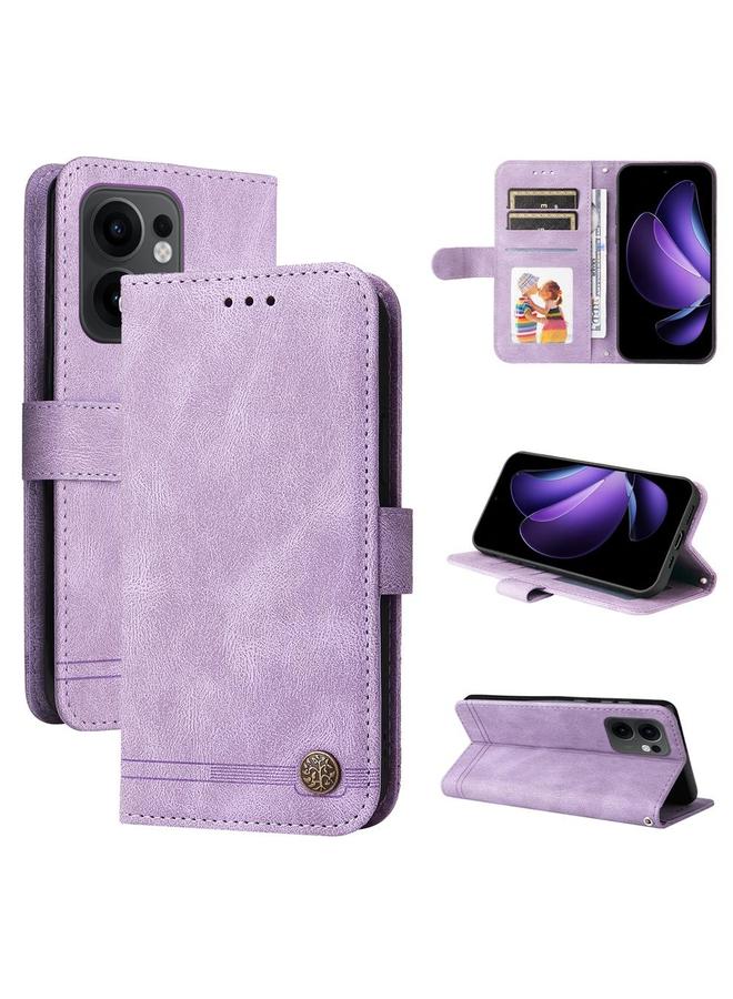 erorex Case For OPPO Reno13 F 4G / 5G Skin Feel Life Tree Metal Button Leather Phone Case - Image 1
