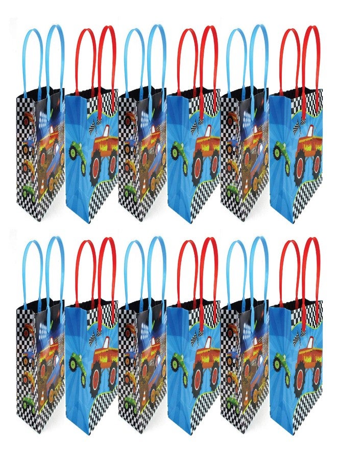 TINYMILLS Monster Truck Themed Party Favor Bags Treat Bags with Handles, Monster Truck Candy bags for Birthday Party Goodie Bags, Party Supply Decoration, Pack of 12 - Image 2