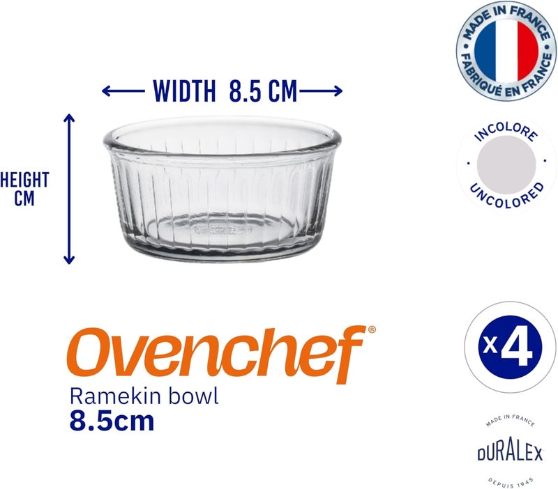 دوراليكس Tempered Glass Ovenchef Clear Ramekin 8.5 Cm 4 Pcs 130 Ml (6008Ac/4) - Image 4