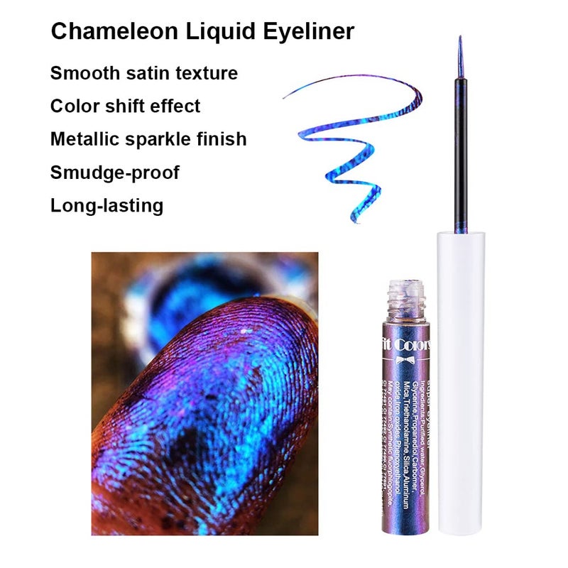 Mysense Chameleon Liquid Glitter Eyeliner, Metallic Satin Eyeliner Liquid Liner Multi-Reflective Sparkle Finish, Smudge-proof Long-lasting Glitter Eye Shadow Makeup, #01 Gold - Image 3