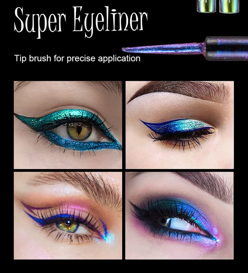 Mysense Chameleon Liquid Glitter Eyeliner, Metallic Satin Eyeliner Liquid Liner Multi-Reflective Sparkle Finish, Smudge-proof Long-lasting Glitter Eye Shadow Makeup, #01 Gold - Image 2
