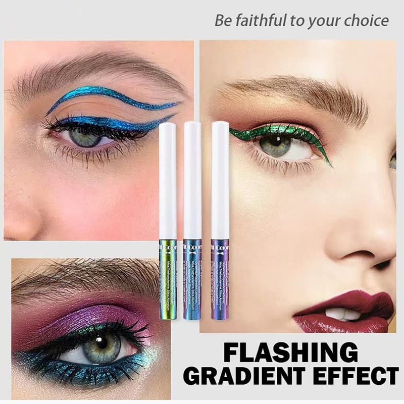 Mysense Chameleon Liquid Glitter Eyeliner, Metallic Satin Eyeliner Liquid Liner Multi-Reflective Sparkle Finish, Smudge-proof Long-lasting Glitter Eye Shadow Makeup, #01 Gold - Image 5