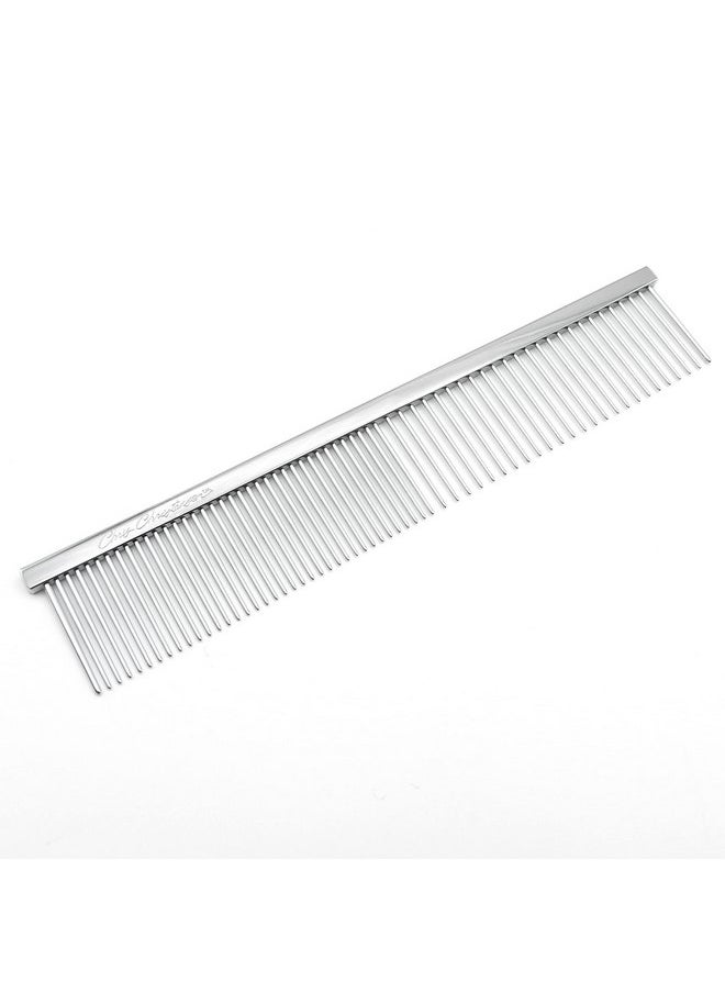 Chris Christensen Chris Christensen 000 7.5 in. Greyhound Style Fine/Coarse Colored Butter Comb, Groom Like a Professional, Rounded Corners Prevent Friction and Breakage, Solid Brass with Steel Teeth, Chrome Finish  - Image 1