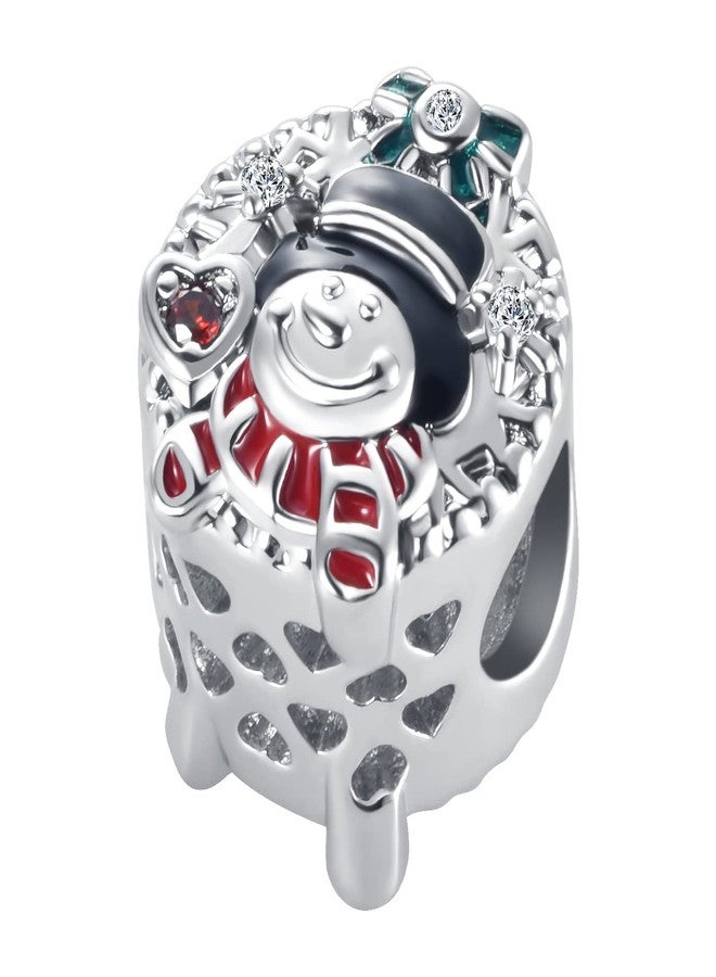 QeenseKc Snowman Christmas Hat Charm Openwork Bead for Pandora Bracelet Christmas Gift for Women - Image 2