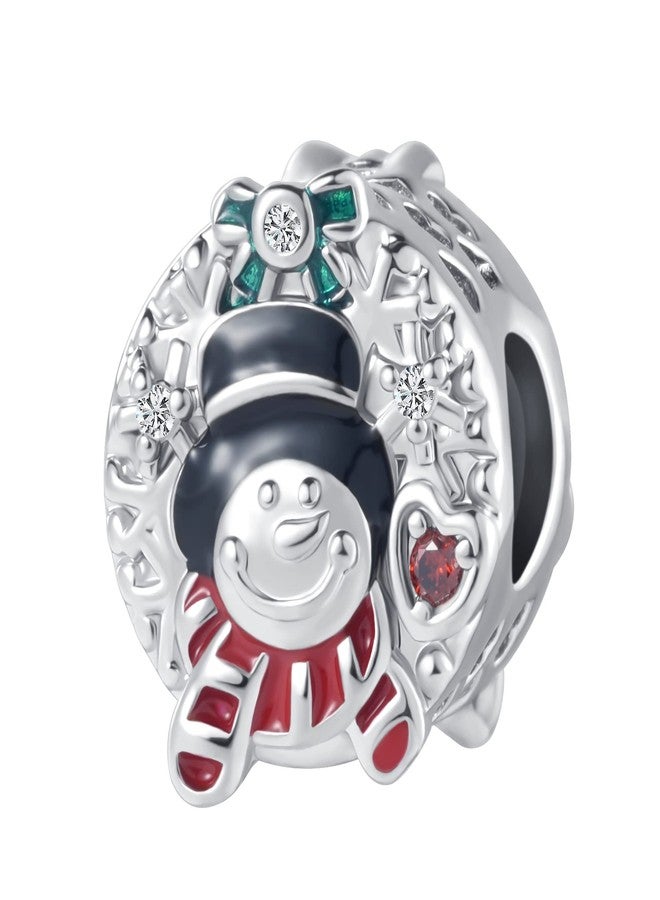 QeenseKc Snowman Christmas Hat Charm Openwork Bead for Pandora Bracelet Christmas Gift for Women - Image 1
