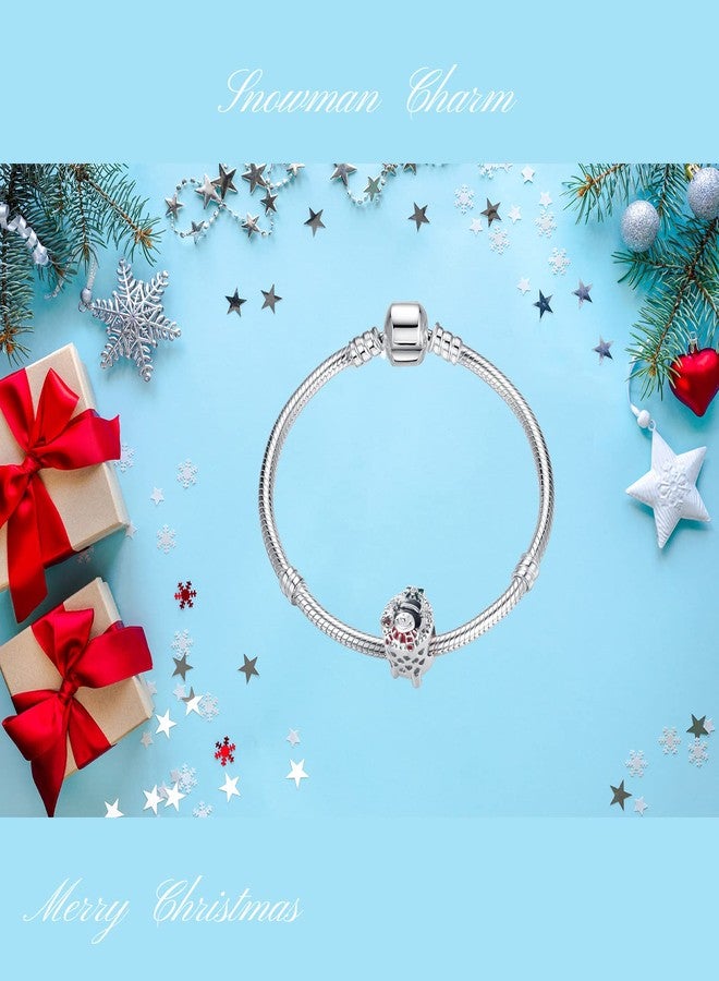 QeenseKc Snowman Christmas Hat Charm Openwork Bead for Pandora Bracelet Christmas Gift for Women - Image 3