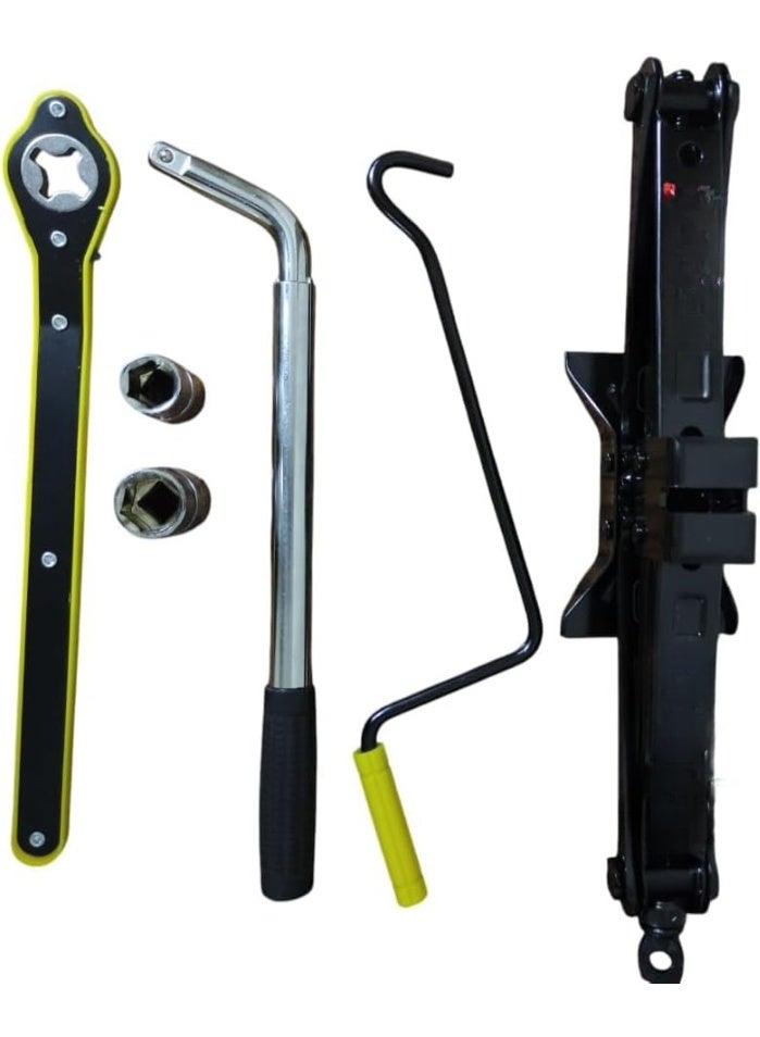 Portable Car Scissor Lift Kit – 2 Ton Capacity, Manual Jack & Wrench for Tire Change and Vehicle Maintenance