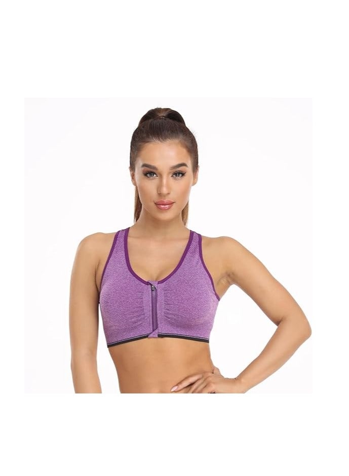 Women's Zip Front Sports Bra Wireless Post-Surgery Bra Active Yoga Sports Bras - Image 4