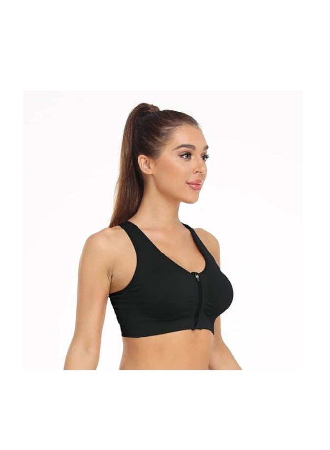 Women's Zip Front Sports Bra Wireless Post-Surgery Bra Active Yoga Sports Bras - Image 3