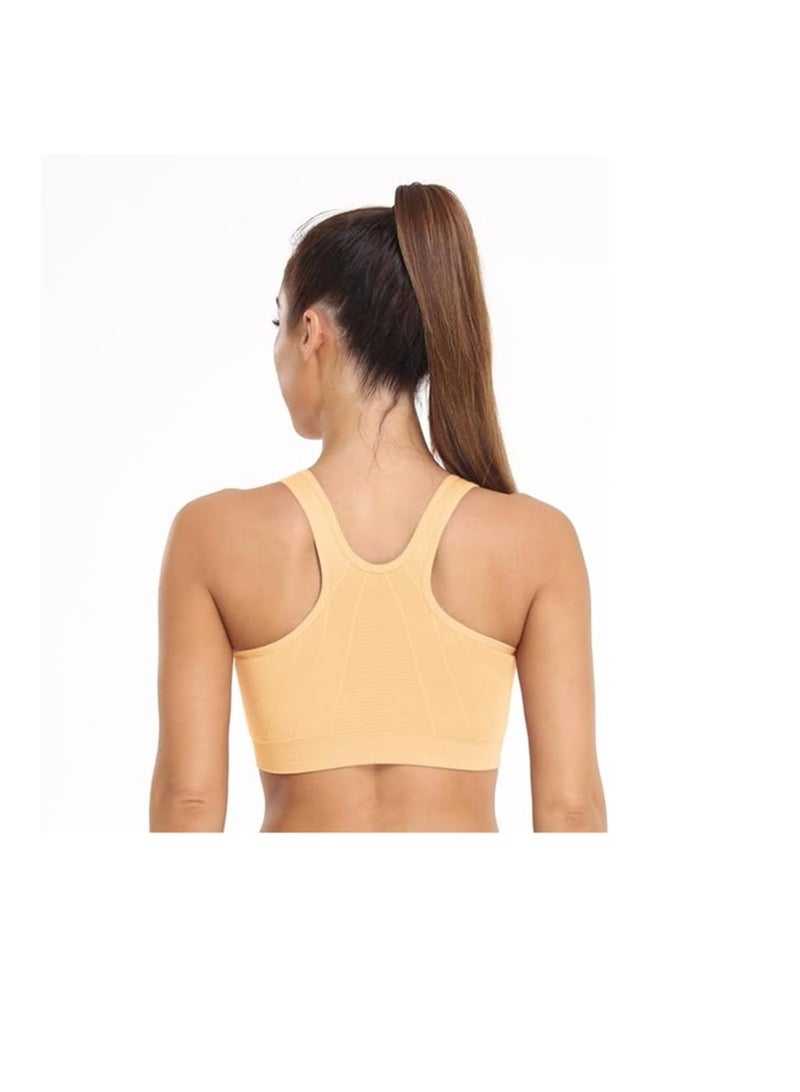 Women's Zip Front Sports Bra Wireless Post-Surgery Bra Active Yoga Sports Bras - Image 5