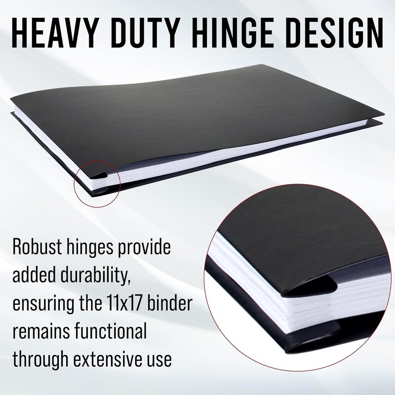 Ruby Paulina Premium 11x17 Pressboard Binder with High-Density Polyethylene - 3" Capacity, Crush Finish Exterior, Made in USA, Black - Pack of 6 - Image 5