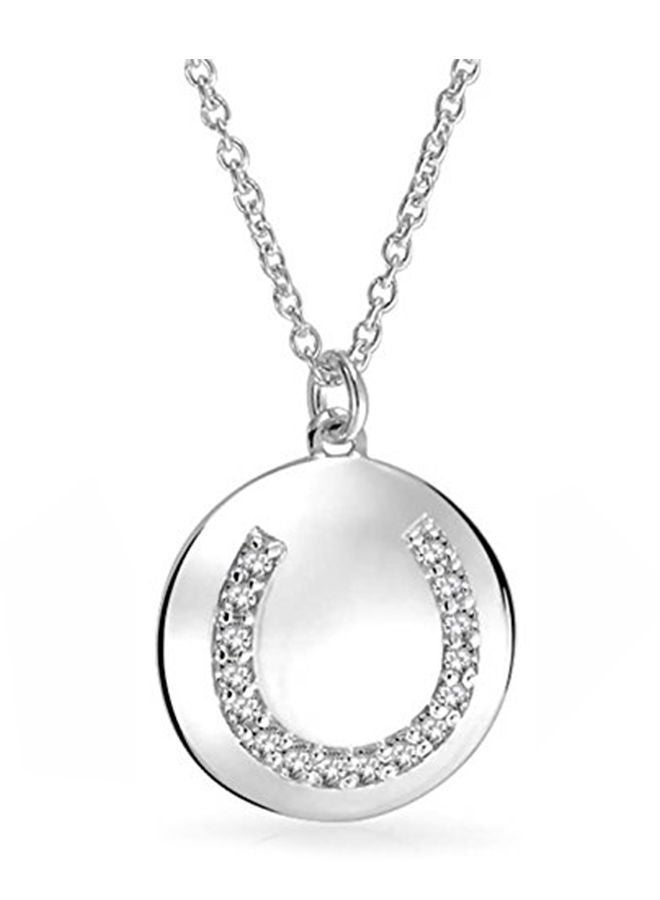 NIBEMINENT 925 Sterling Silver Horseshoe Disc Pendant Necklace  - Image 1