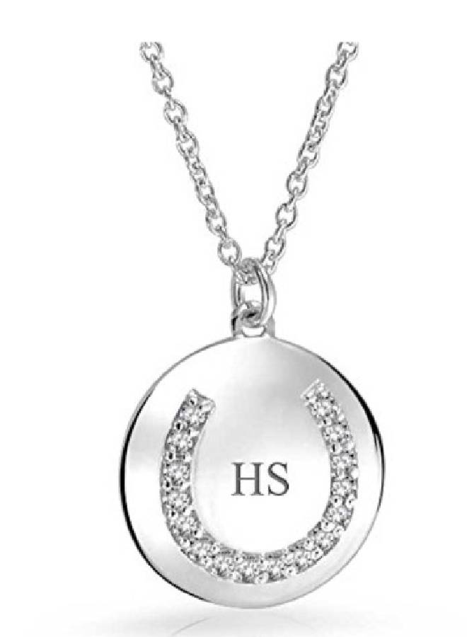 NIBEMINENT 925 Sterling Silver Horseshoe Disc Pendant Necklace  - Image 2