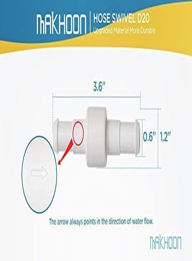 MAKHOON D20 Hose Swivel with D15 Nut - Compatible with Zodiac Polaris 280, 380, 180 Pool Cleaner Hose Swivel, Replacement Part - Image 2