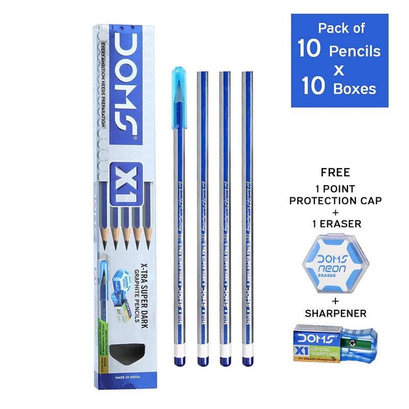 Doms X1 X-Tra Super Dark Pencils (Pack of 10 x 10 Set) (Model Number: DM7930P10) - Image 2