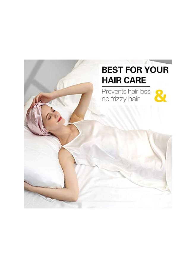 Zaboon Bonnet Sleep Bonnet Cap Mulberry Silk Sleep Cap For Women Hair Care Natural Silk Night Bonnet With Elastic Stay On Head - Image 3