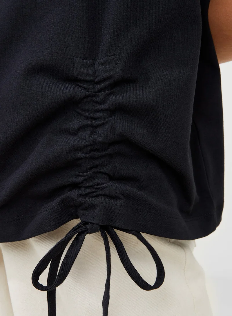 French Connection Blackout Rallie Cotton Rouched T-Shirt for Women | Best Price UAE