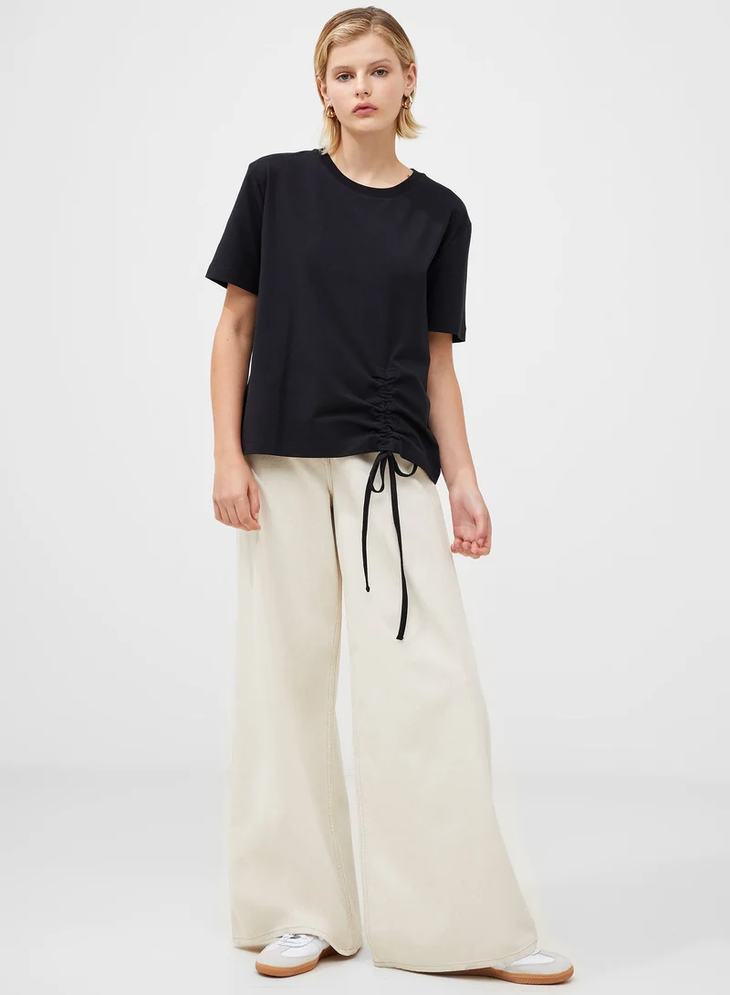 French Connection Blackout Rallie Cotton Rouched T-Shirt for Women | Best Price UAE