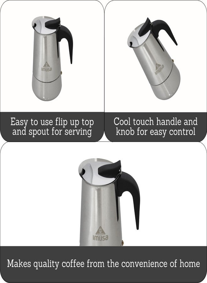 IMUSA USA B120-22062M Stainless Steel Stovetop Espresso Coffeemaker 6-Cup, Silver - Image 2