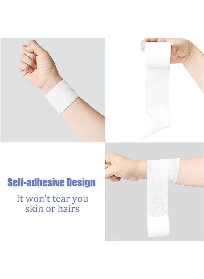 Generic 10 Rolls Self Adhesive Wrap Athletic Tape Gauze Breathable Elastic Cohesive Bandage for Sports Injury & Pet 5*4.5 cm, White  - Image 2
