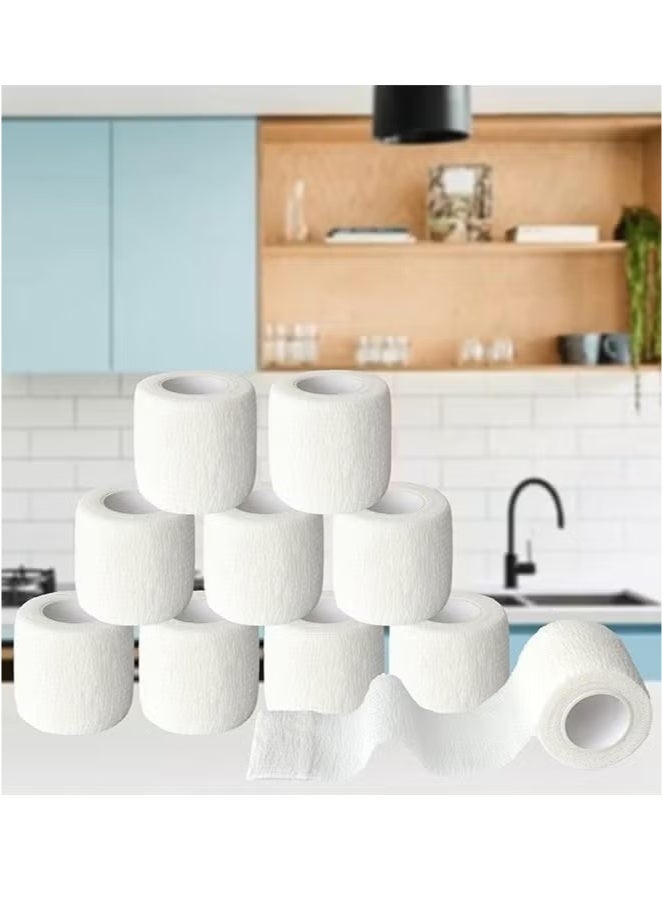 Generic 10 Rolls Self Adhesive Wrap Athletic Tape Gauze Breathable Elastic Cohesive Bandage for Sports Injury & Pet 5*4.5 cm, White  - Image 4