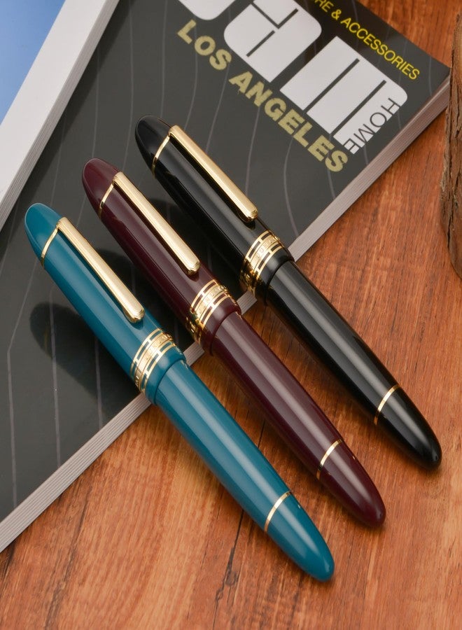 Wikult Yongsheng Junlai 630 Acrylic Fountain Pen, Size 8 Medium Nib with Piston Filling System, Wine Red Transparent Ink Tank Design Smooth Writing Pen (Gold Trim) - Image 5