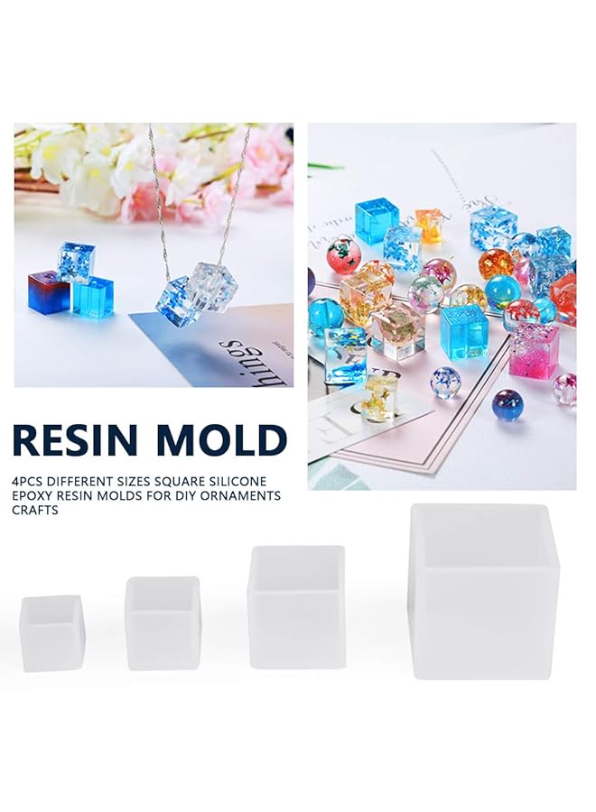erorex Resin Silicone Mold Set 4 Pcs Different Sizes Cube Silicone Epoxy Resin Casting Molds For Diy Ornaments Crafts - Image 2