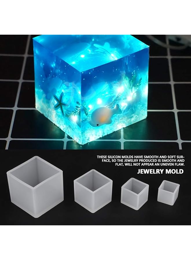 erorex Resin Silicone Mold Set 4 Pcs Different Sizes Cube Silicone Epoxy Resin Casting Molds For Diy Ornaments Crafts - Image 3