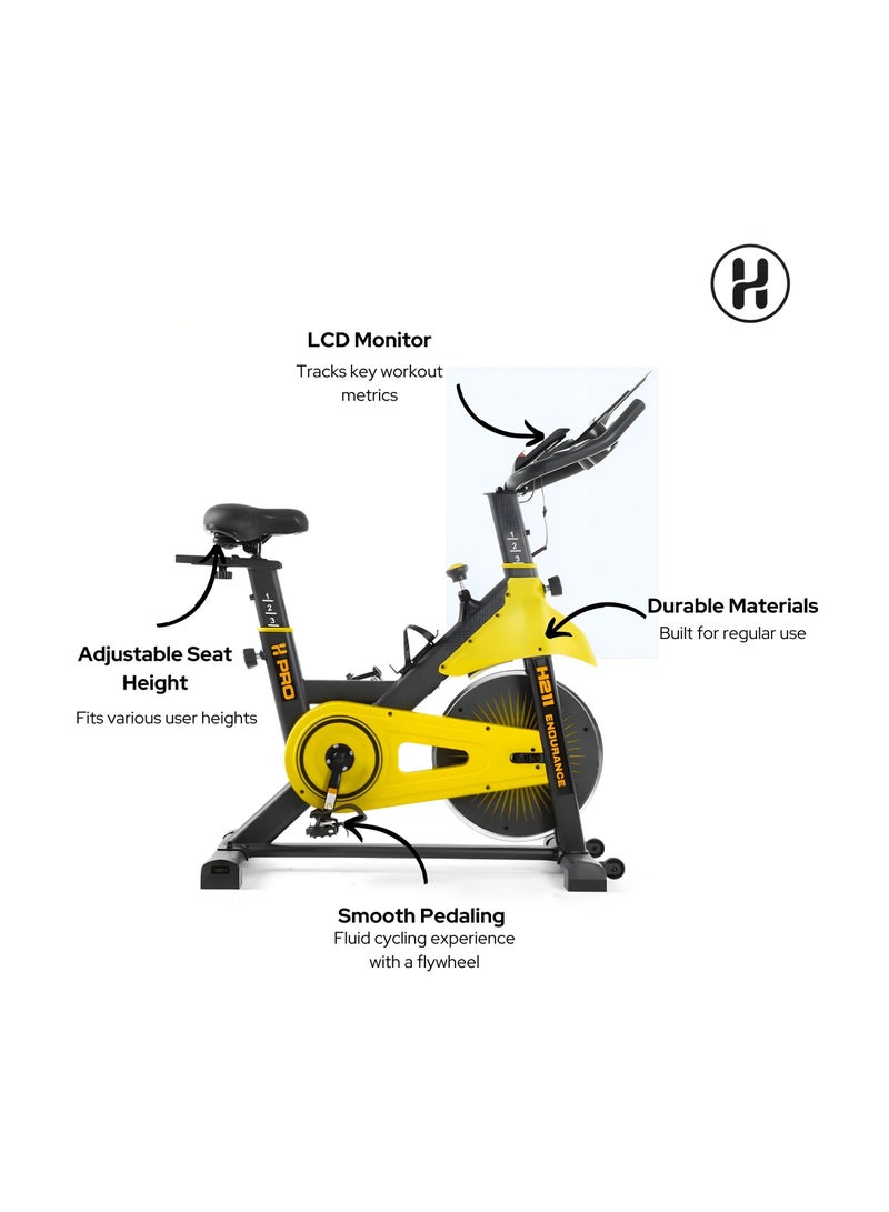 أتش برو دراجة سبين داخلية إتش برو H211 | دولاب دوران بوزن 10 كجم | مقاومة احتكاك وشاشة عرض LCD | دراجة تمارين منزلية للتدريب الشامل - Image 2
