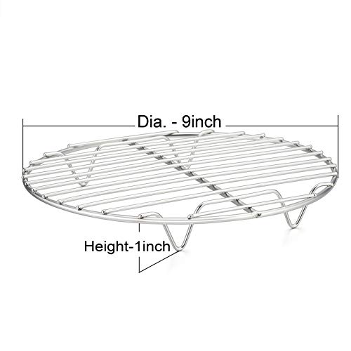 P&P CHEF 9 Inch Cooking Rack Round, Stainless Steel Round Rack for Cooking Cooling Steaming Baking, Fit Air Fryer Pot Pressure Cooker, 2 Pack -Oven & Dishwasher Safe - Image 3